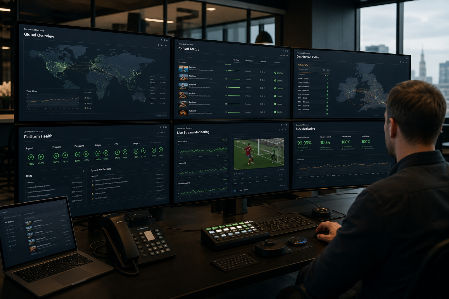 Streaming distribution maps on professional monitors